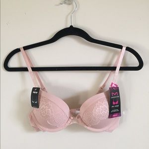 Maidenform Pushup Bra Size 34A Dusty Pink Lacy